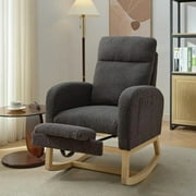Timbernest Nursery Rocking Chair, Upholstered Arm Chair for Living Room, Comfy Chair with Footrest, Side Pocket and High Backrest, Gray